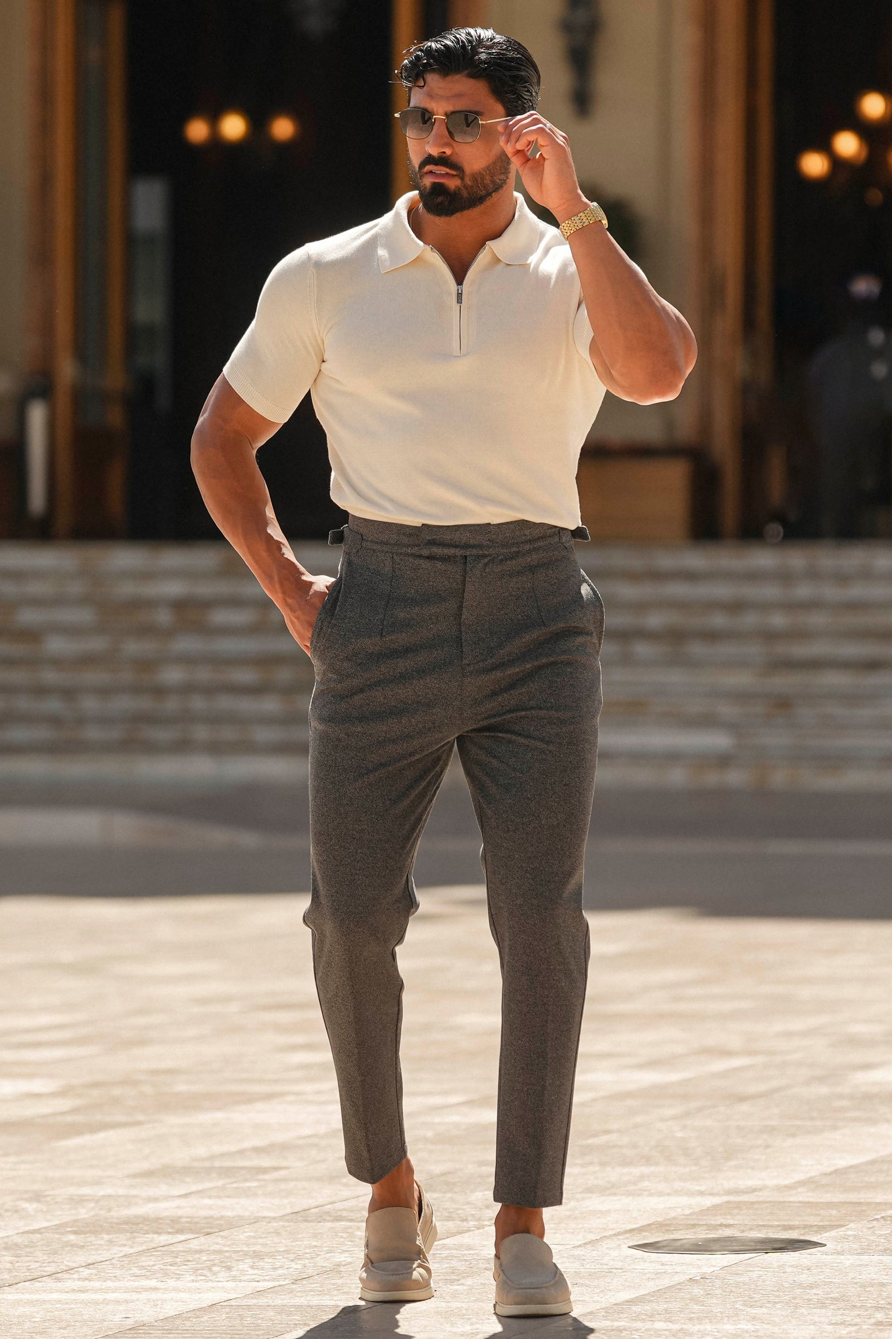 Calça Alfaiataria Grifo Amalfi Cinza