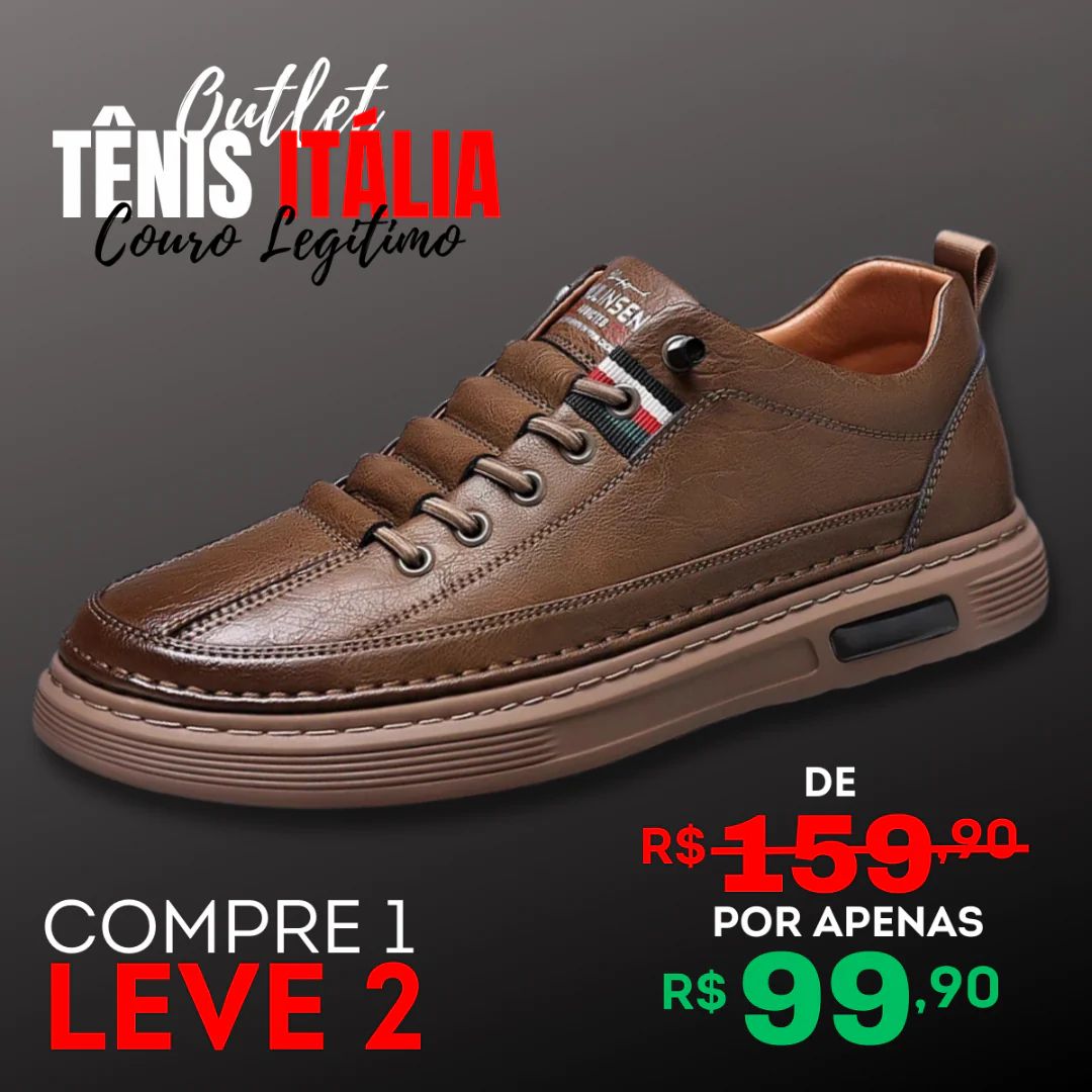 COMPRE 1 LEVE 2 Tênis Italiano de Couro Legitimo